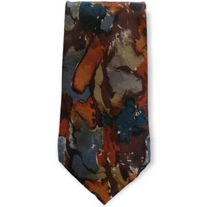 Emanuel Ungaro Paris 100% Silk Italian Tie Abstract Print  Earth Tones